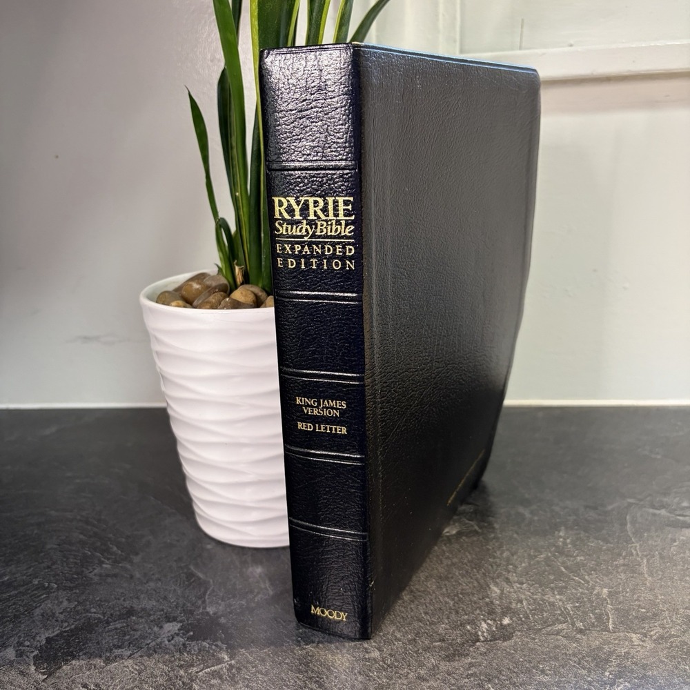 1994 Ryrie KJV Expanded Edition Study Bible Red Letter Moody Black Leather